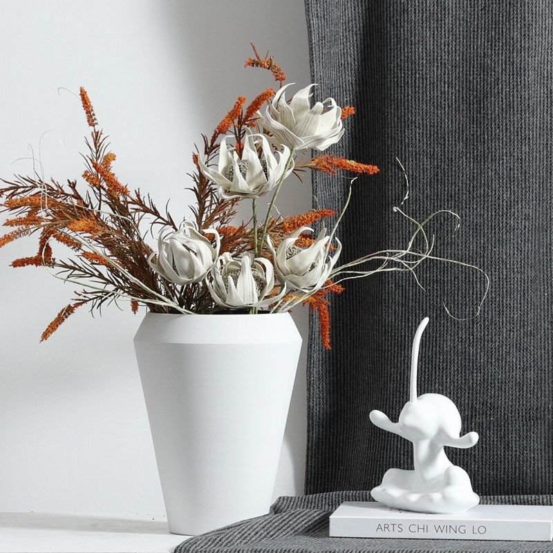 现代极简白色陶瓷花坛花器花瓶客厅台面插花装饰样板房间软装饰品,家居饰品,花瓶,淘宝优惠券,粉丝福利购,淘宝优惠卷