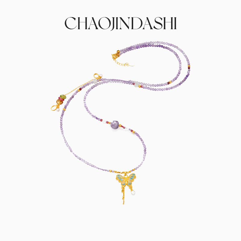 潮金大师足金蝴蝶项链