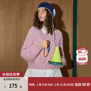 coolhut多巴胺彩点宽松软糯休闲短款少女感冬季女式针织毛衣