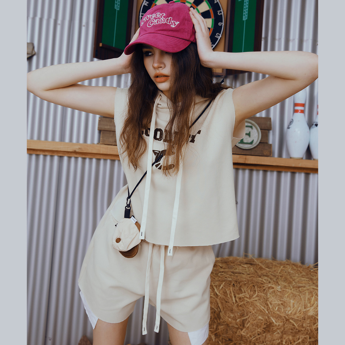 连帽两件套休闲运动套装