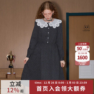 设计感蕾丝拼接显瘦百搭长袖 2025新款 连衣裙 学院风 coolhut