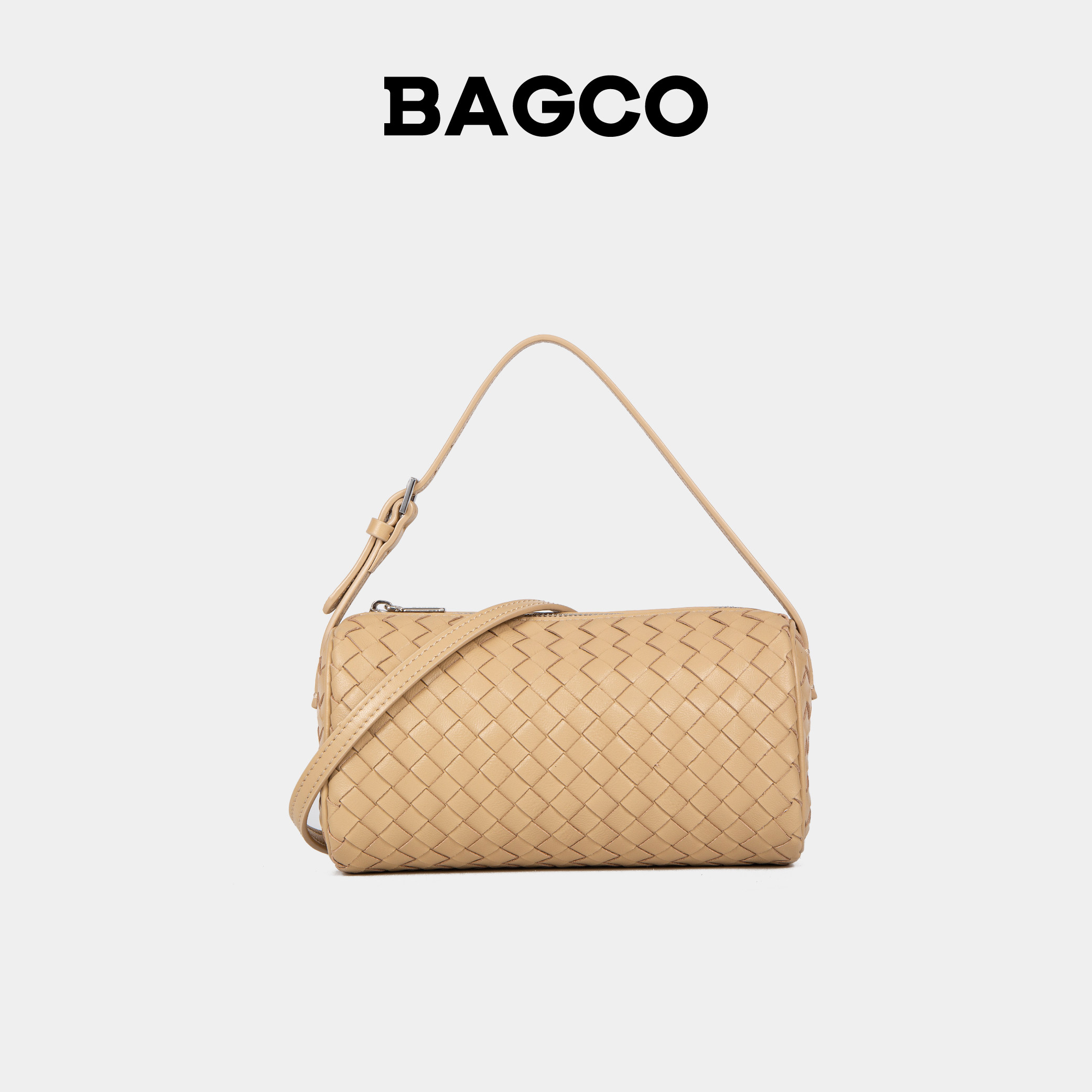 BAGCO笔筒包小羊皮手编图片