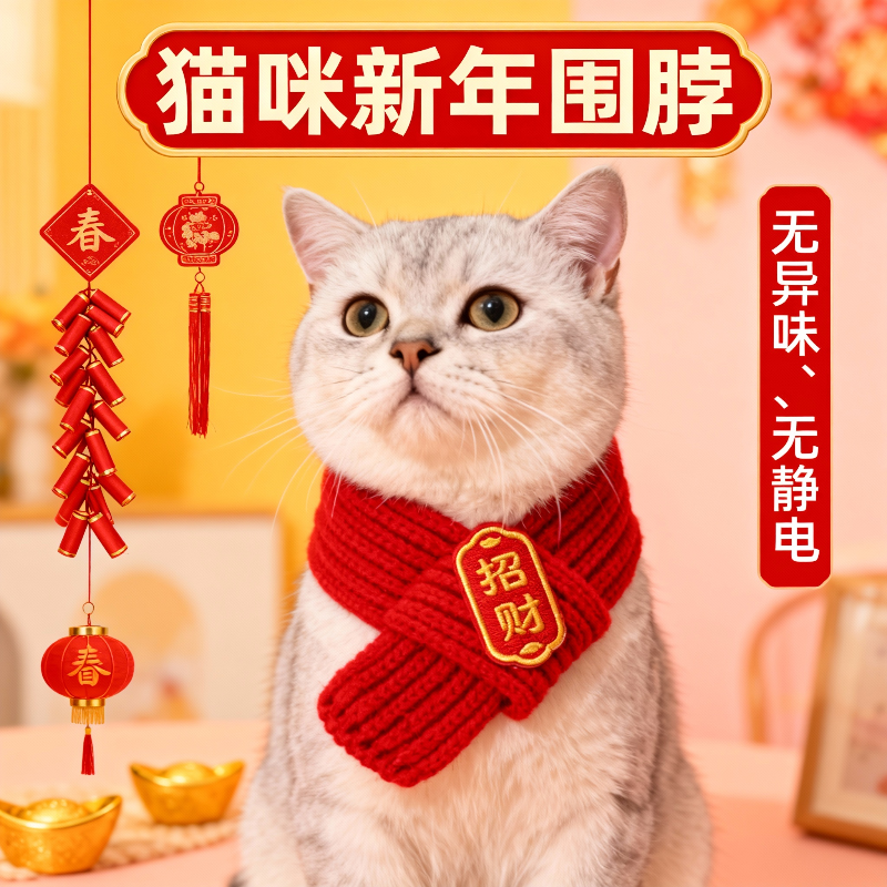 猫咪围脖小狗可爱项圈毛线宠物围巾围兜狗狗保暖配饰红色喜庆新年,宠物/宠物食品及用品,围巾/口水巾,淘宝优惠券,粉丝福利购,淘宝优惠卷