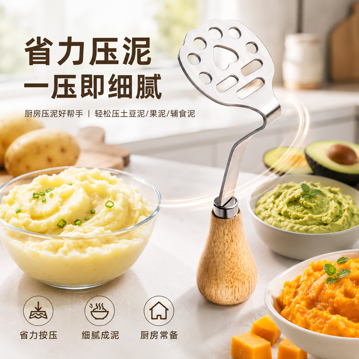 迷你不锈钢捣泥器土豆泥