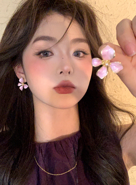 紫色韵味~鸢尾花大花瓣耳环女甜美花朵高级感耳钉夏季多巴胺耳饰