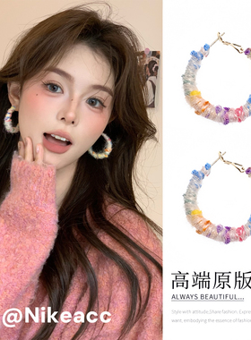原版定制甜美风毛绒大圈圈耳扣女