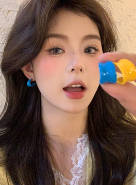 春日宴~彩色珐琅圈圈耳环女2025新款简约高级感耳钉精致小众耳饰