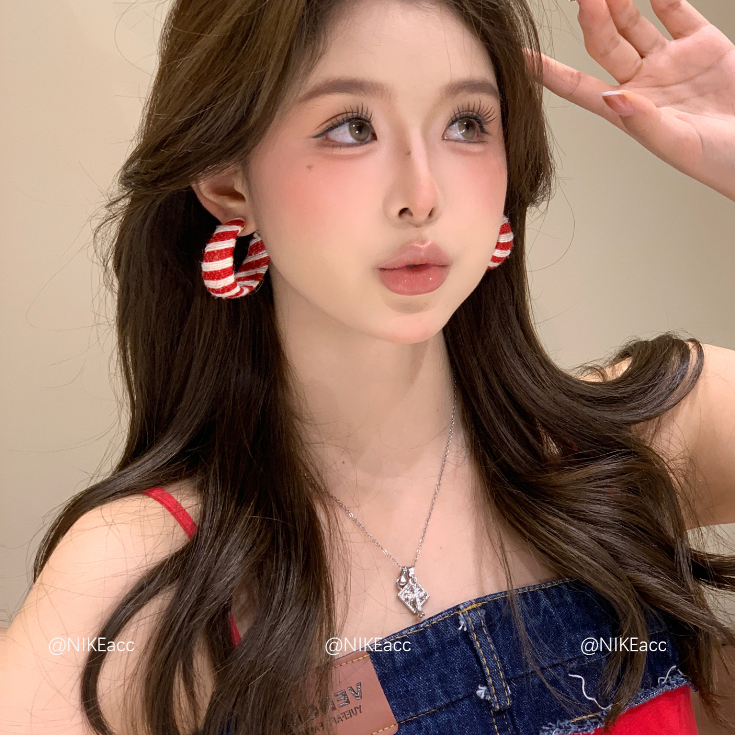 秋冬甜美毛线编织C形耳环女