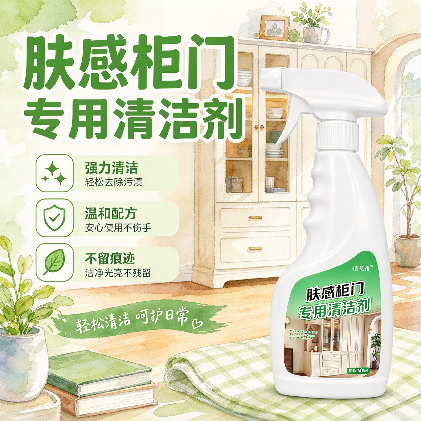 肤感柜门清洁剂去油污速干不伤膜