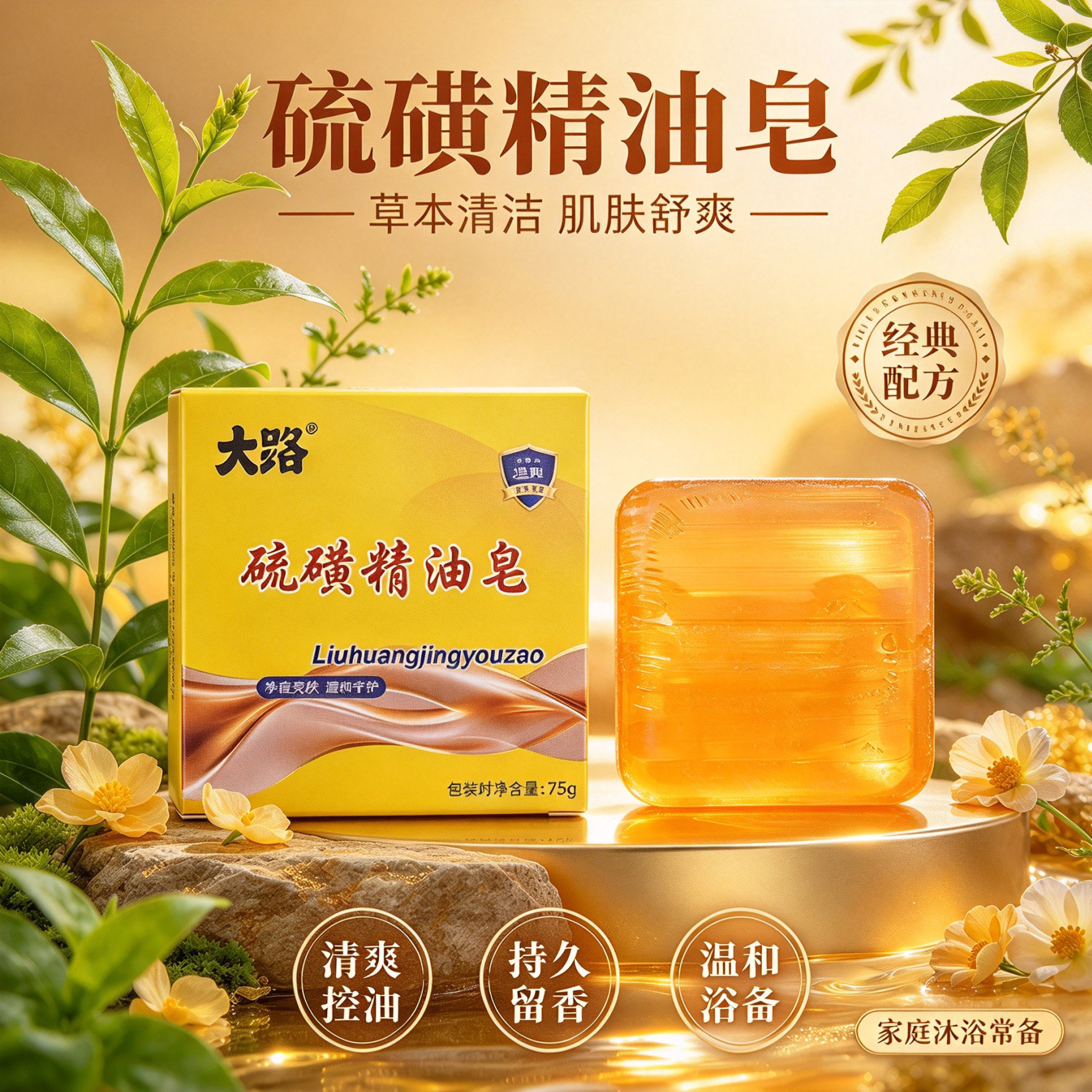 大路硫磺精油皂全身适用清洁润肤