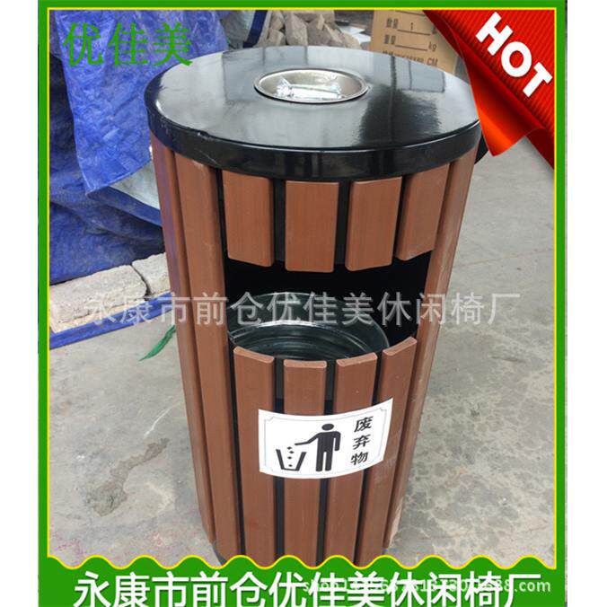 户外防腐木单筒垃圾桶塑木环保垃圾桶