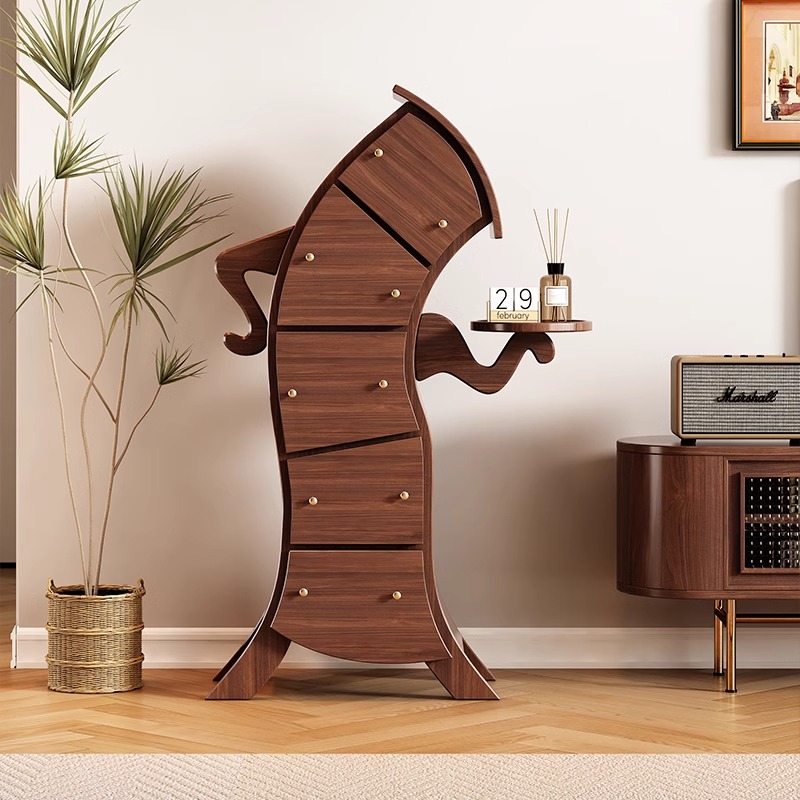 佳易禾实木叉腰五斗柜歪头收纳柜