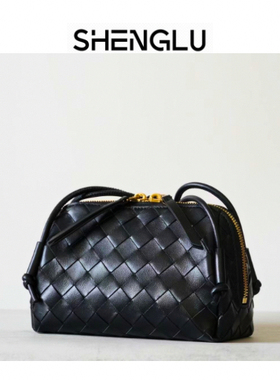 【SL高定】里外全羊皮手工编织包贝壳包双拉链单肩斜跨手提手机包