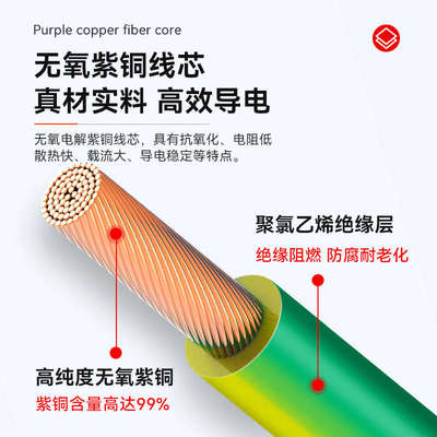国标黄绿双色光伏接地线铜线桥架接地连接线4/6平方小黄线跨接线