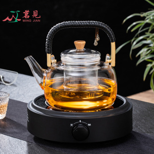 浅绿木纹提梁壶泡耐高温玻璃茶壶煮茶器电陶炉烧水壶家用 茗见新款
