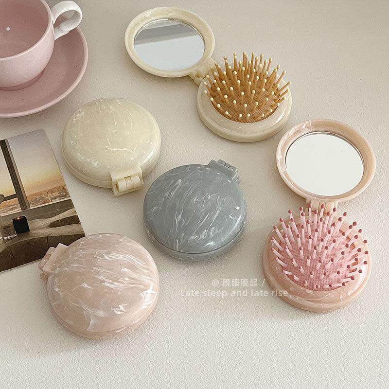 折叠镜子便携小随身镜子梳子一体随身镜气垫气囊梳小巧刘海小梳子