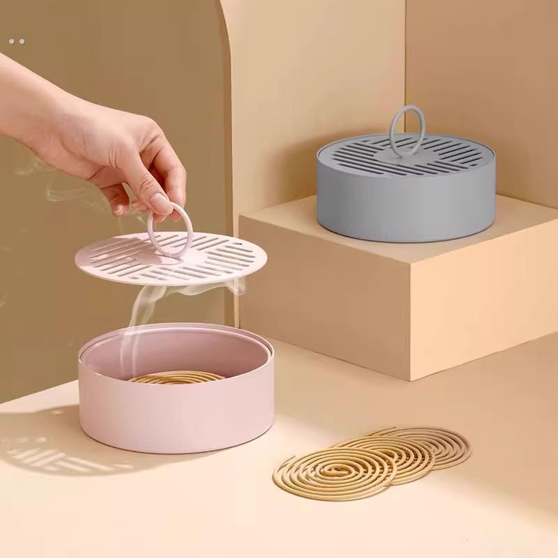 防火蚊香盒不锈钢蚊香盘托带盖子除蚊盒创意接灰蚊香支架檀香蚊香