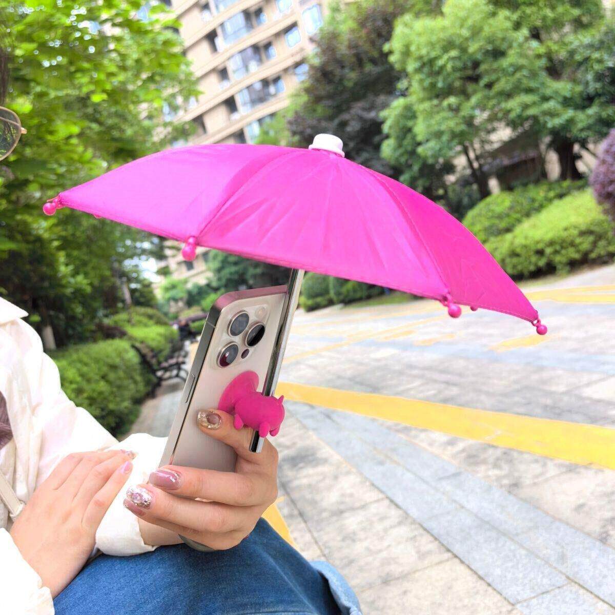 小猪吸盘迷你伞 户外直播支架云台小雨伞手机遮阳伞防晒防雨可爱