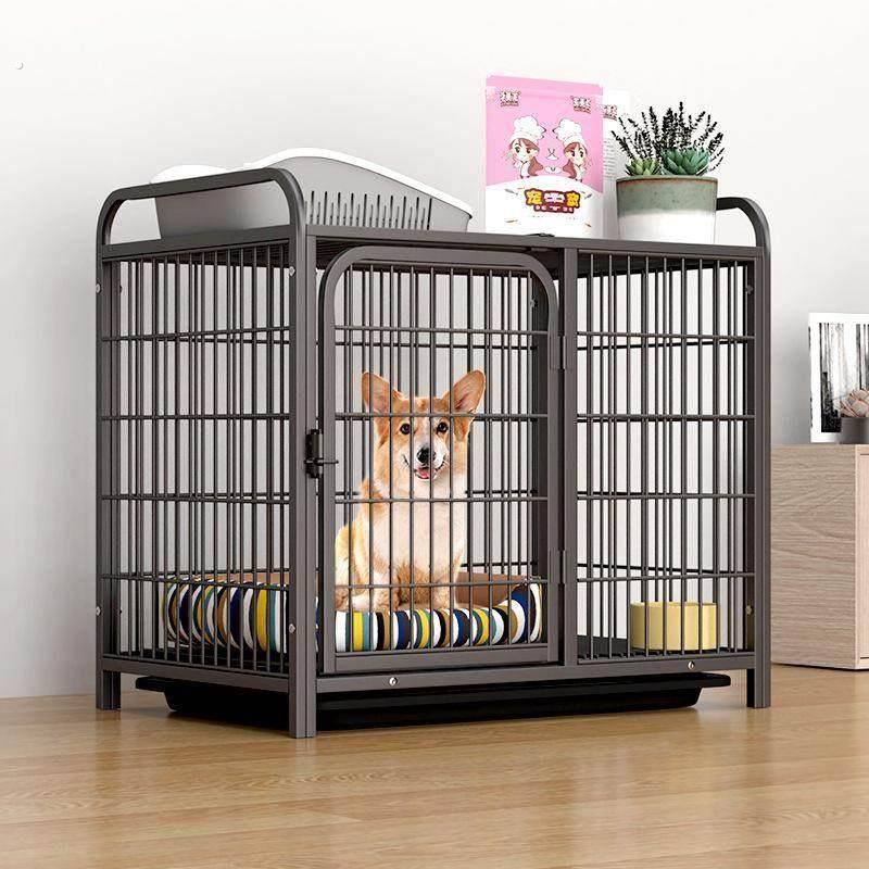 狗笼子小型犬带厕所分离泰迪中型犬室内折叠猫笼加粗带轮狗窝别墅