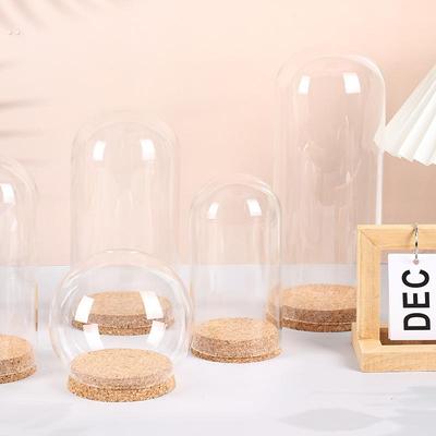 DIY玫瑰花束干花保存瓶软木塞玻璃罩展示盒永生花透明防尘罩摆件