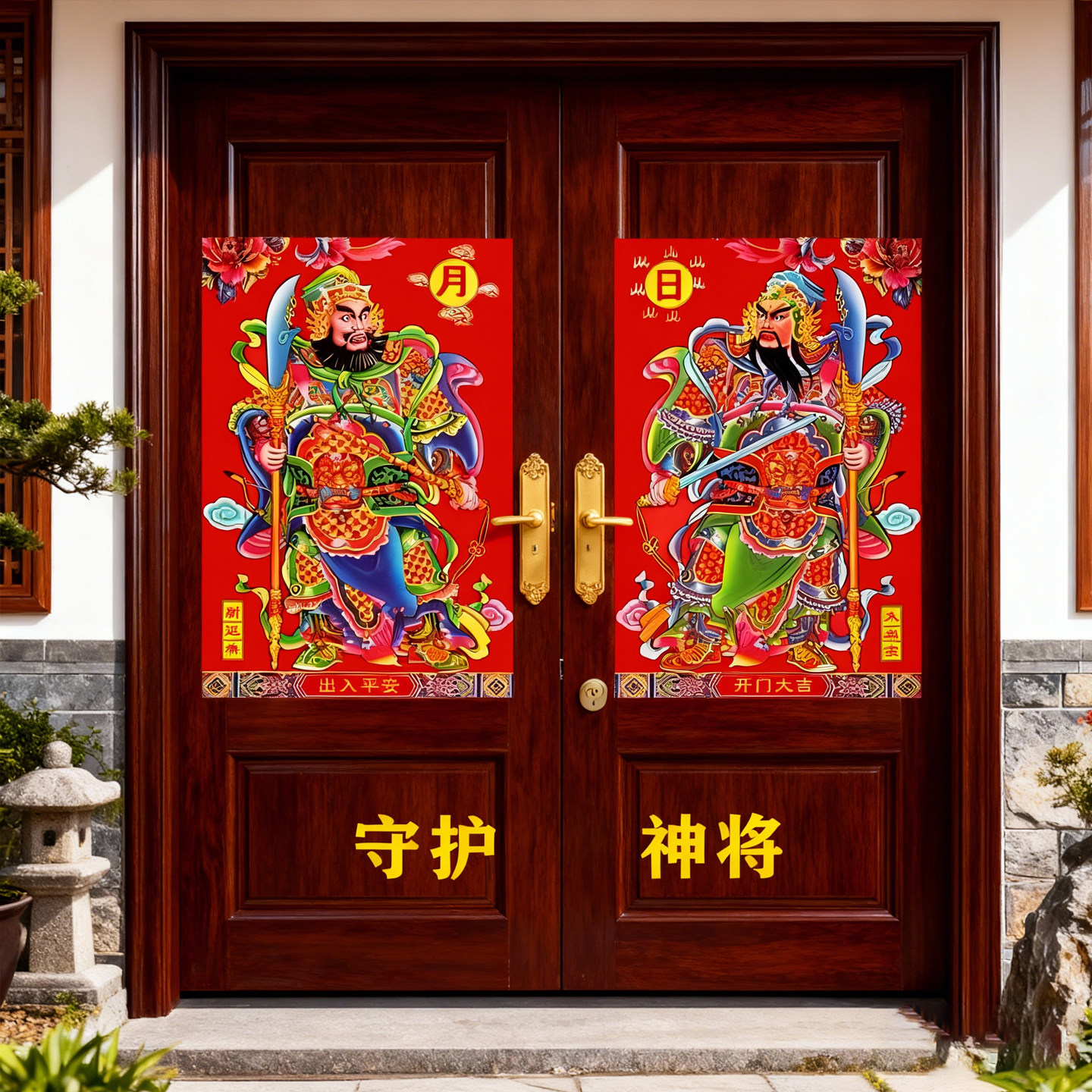 2026甲辰年烫金门神贴画尉迟恭秦叔宝大门对联春节镇宅入户门年画,节庆用品/礼品,对联,淘宝优惠券,粉丝福利购,淘宝优惠卷