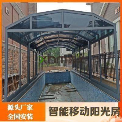 可移动折叠泳池盖加厚铝型材自动开合美观方便厂家安装