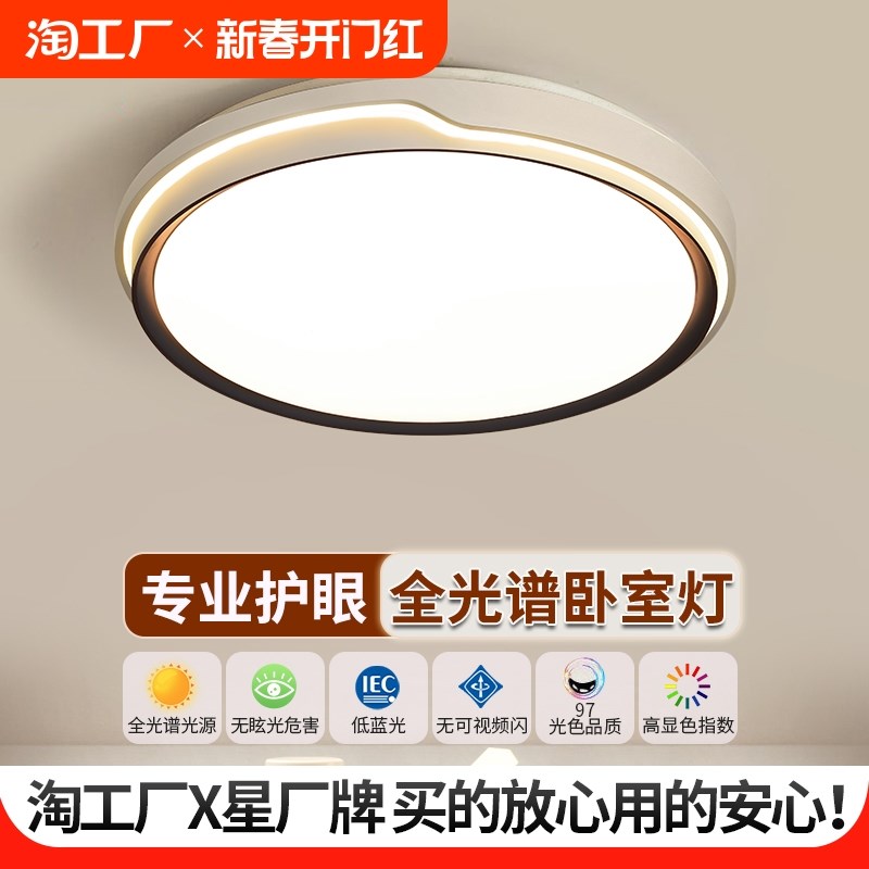 主卧室灯2024新款客厅LED吸顶灯全光谱护眼儿童房间高级中山灯具