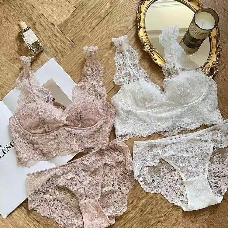 蕾丝内衣女薄杯显小套装