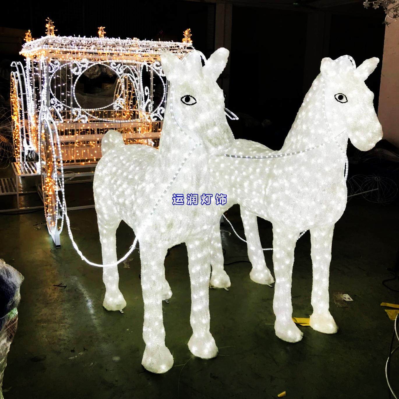 LED马拉车动物造型灯光节秀装饰景观灯城市街道图案路灯杆造型灯