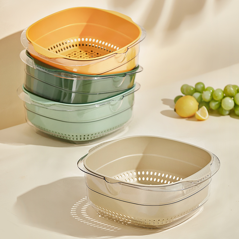 厨房双层洗菜盆沥水篮客厅茶几家用B2022新款菜篮子水果盘洗菜篮