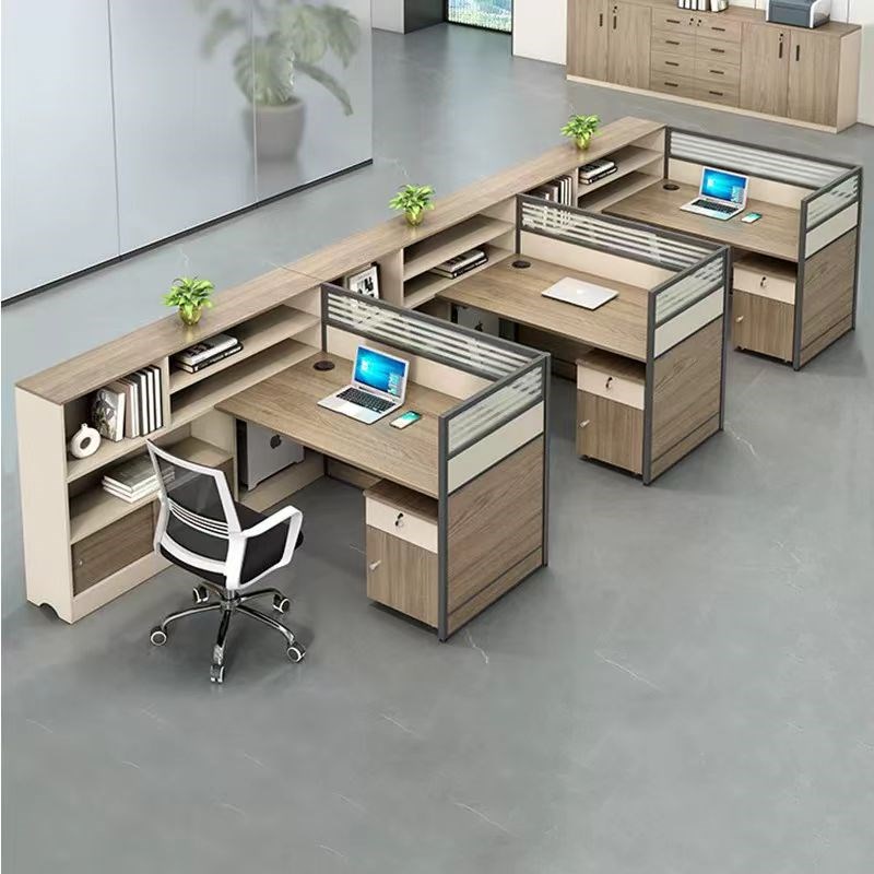 员工职员桌办公桌现代工位桌椅组合简约办公屏风3人位办公室桌