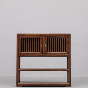 奥坎实木茶水柜胡桃木边柜泡茶台原木中式餐边柜茶几茶桌储物