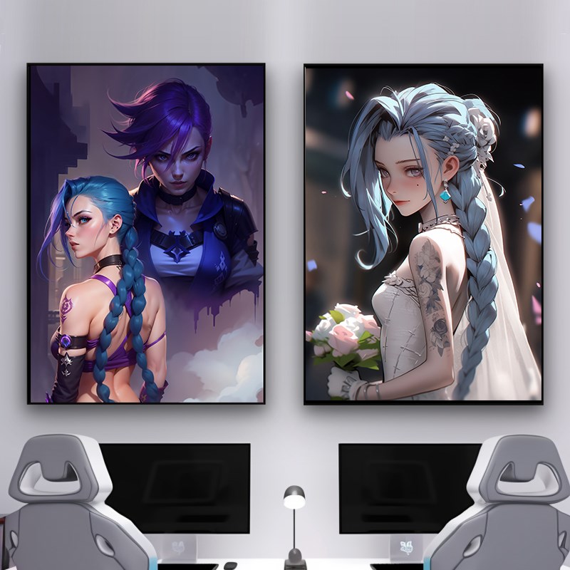金克丝挂画英雄联盟lol装饰画电竞房间布置男女生卧室宿舍壁画