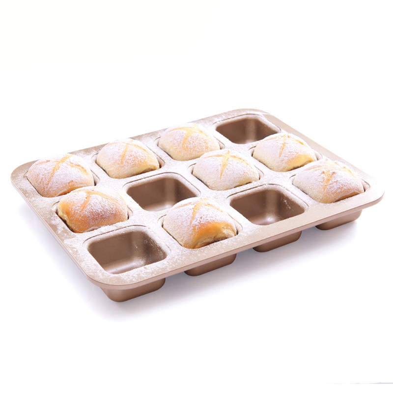 学厨迷你烤小吐司餐包面包蛋糕模具烘焙汉堡烤盘烤箱专用12连