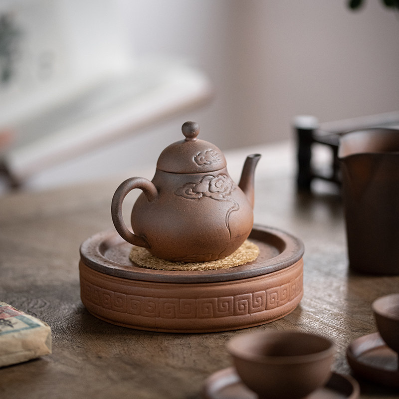 粗陶茶壶泡茶单壶窑变老岩泥茶具复古功夫茶器艺术古朴茶壶