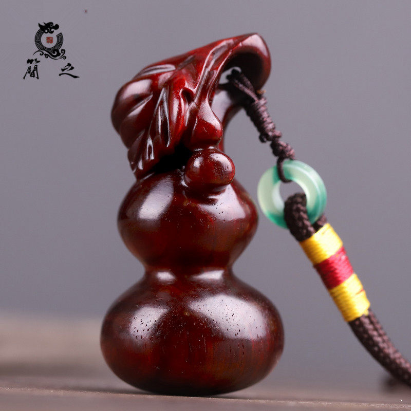 葫芦手把件 印度叶紫檀木雕男士把玩物件挂件福禄手玩把件