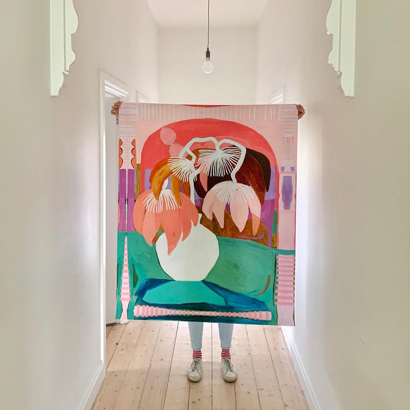 悠个 后现代静物花卉手绘油画画挂画玄关壁画