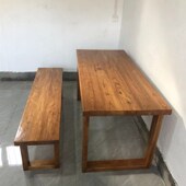 老榆木莫比恩餐桌办公桌原木书桌简约写字桌实木吧台飘窗桌面定制