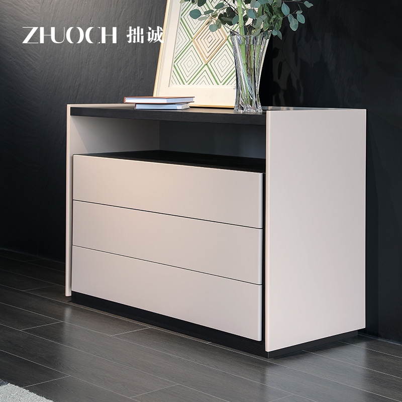 意式极简储物柜收纳柜卧室三斗柜简约现代客厅电视柜旁边沙发边柜