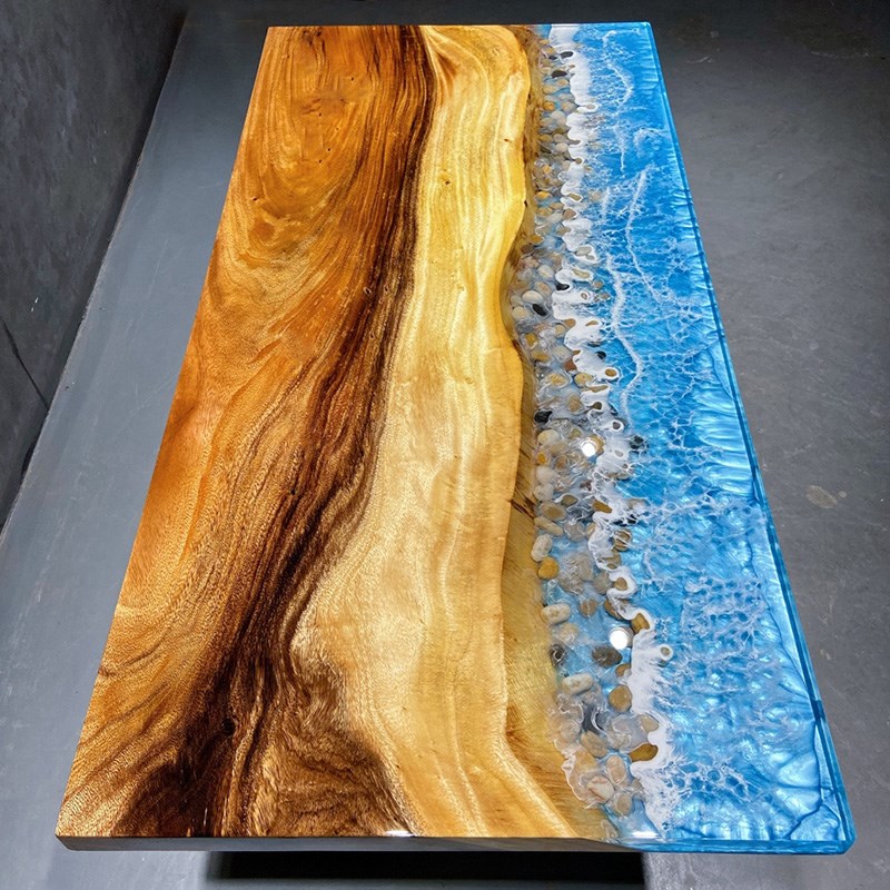 环氧树脂书桌河流茶桌茶台透明茶几餐桌家具桌子实木大板桌面板
