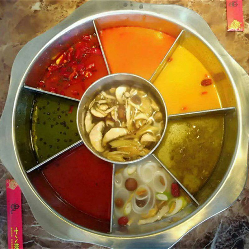 商用不锈钢麻辣烫锅加厚关东煮锅 牛杂锅专用火锅锅子麻辣烫格子图片