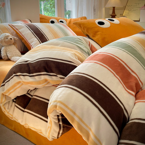 加厚四件套冬季双面加绒被套法兰绒床单床笠宿舍床品三件套