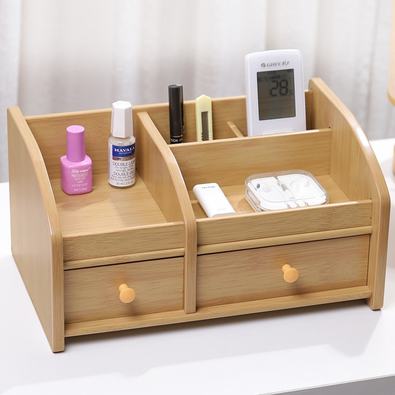 汇星木质多功能屉文具  化妆品收纳盒品笔筒