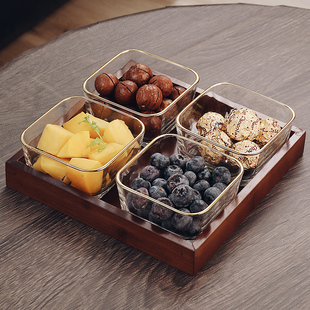 水果盘家用0玻璃茶几零食干果糖果盘客厅简约现代网红果盘