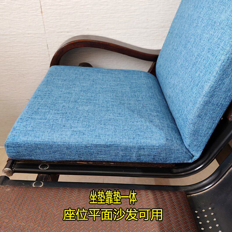 铁艺沙发垫带靠垫一体垫子硬海绵老式红木平木头椅子四季坐垫