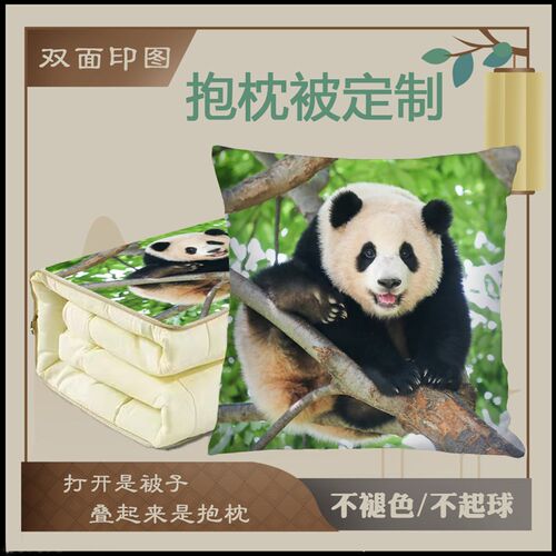 熊猫福宝室靠枕二合一午睡空调被夏凉被两用抱枕被