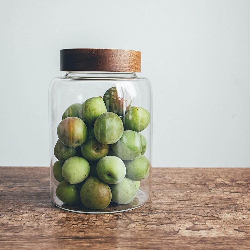 半宅日系螺纹口青梅酒罐荔枝杨梅玻璃瓶咖啡豆杂粮陈皮储物密封罐