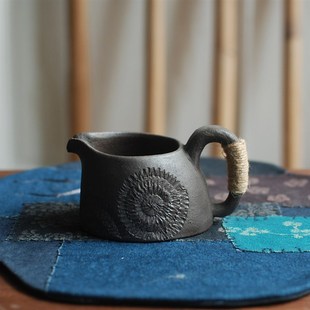 喜悦茶铺 文新窑手工紫砂泡茶器公杯 中古茶具日式 粗陶普洱公道杯