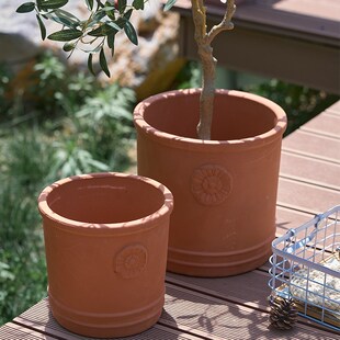 红陶泥花盆浮雕室外景观园林盆栽种树田园风落地组合款绿植盆