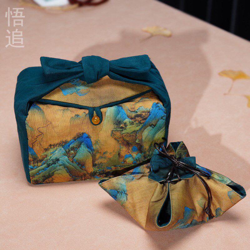 悟追中式加厚麻棉布功夫茶具收纳旅行包茶事布袋相机复古号布包